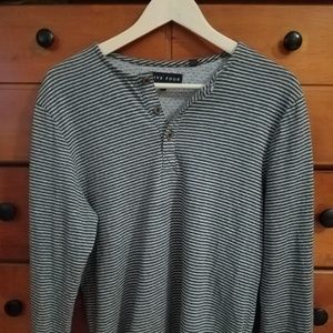 Grey longsleeve Five Four shirt w black stripe (M)